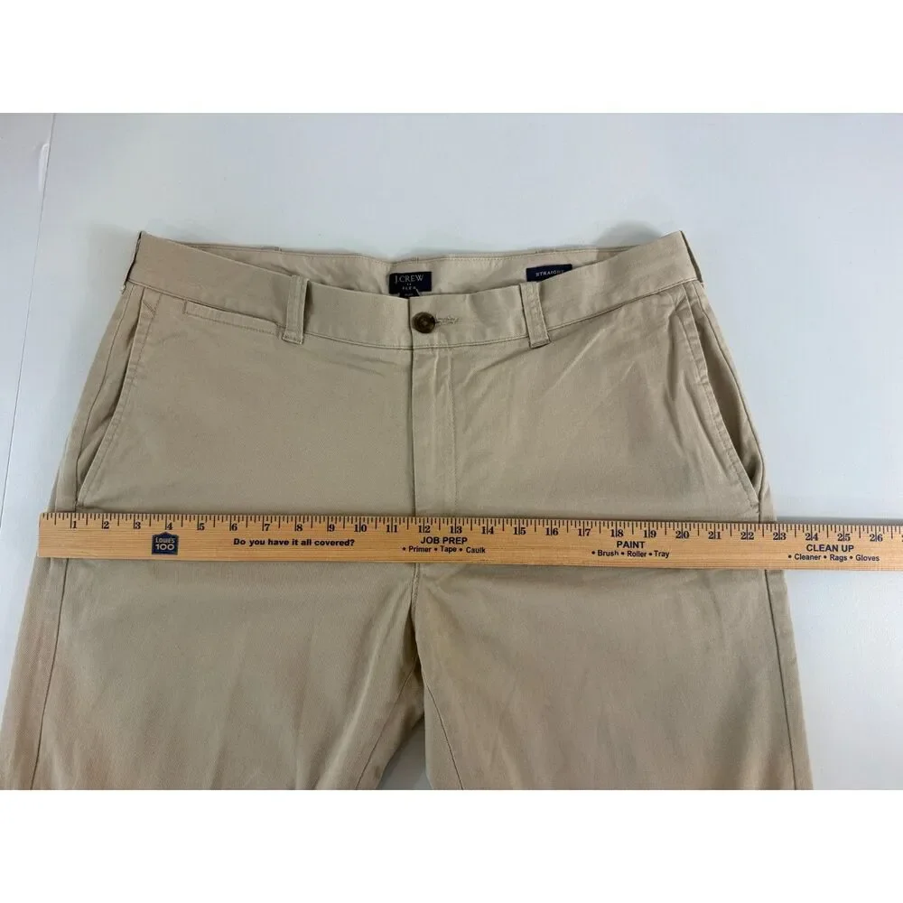 J.Crew Flex Flannel Lined Khaki Chino Pants Men's 36x32 Straight Fit Stretch Tan